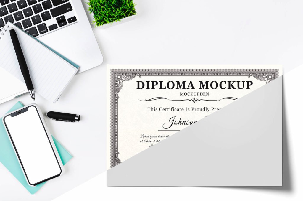 Editable Free Diploma Mockup PSD Template