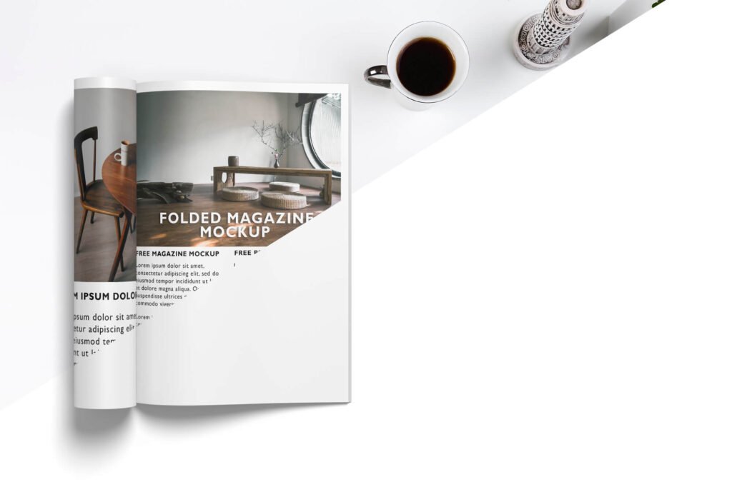 Editable Free Folded Magazine Mockup PSD Template