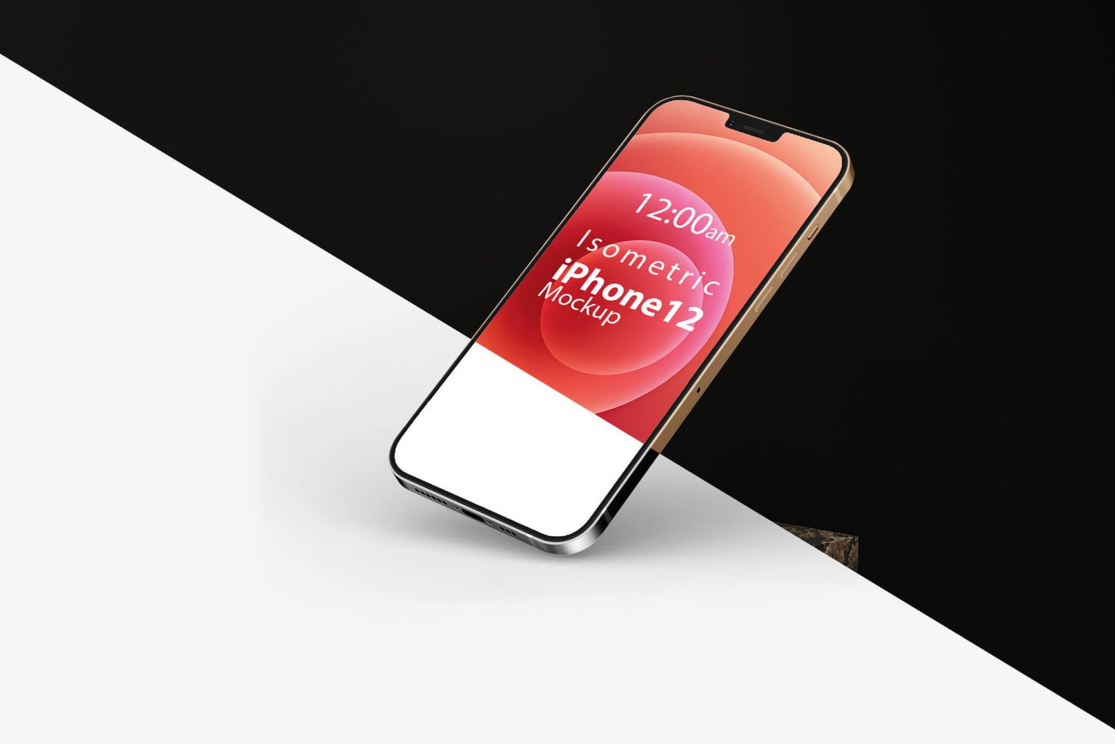 Free Isometric iPhone 12 Mockup PSD Template Mockup Den