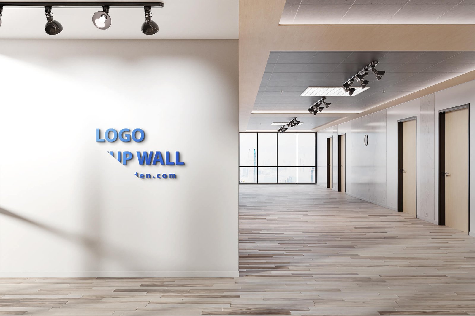 Download Free Logo Mockup Wall PSD Template - Mockup Den