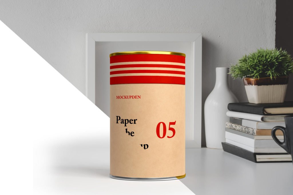 Editable Free Paper Tube Mockup PSD Template