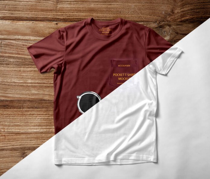 Download Free Pocket T Shirt Mockup PSD Template - Mockup Den