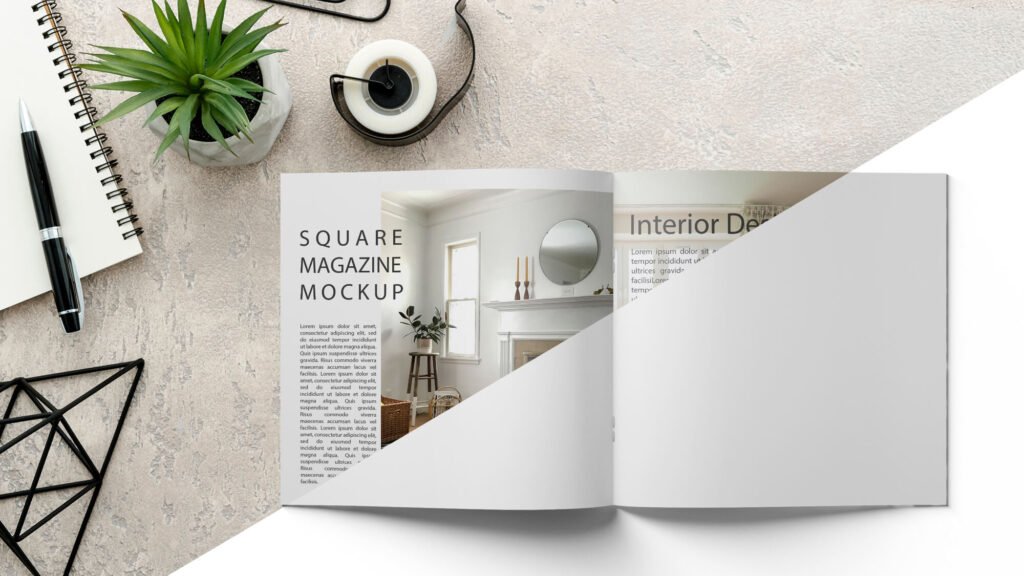 Editable Free Square Magazine Mockup PSD Template