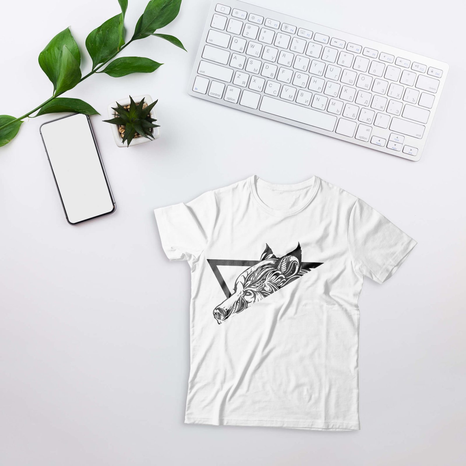 Download Free T-Shirt Mockup White PSD Template - Mockup Den