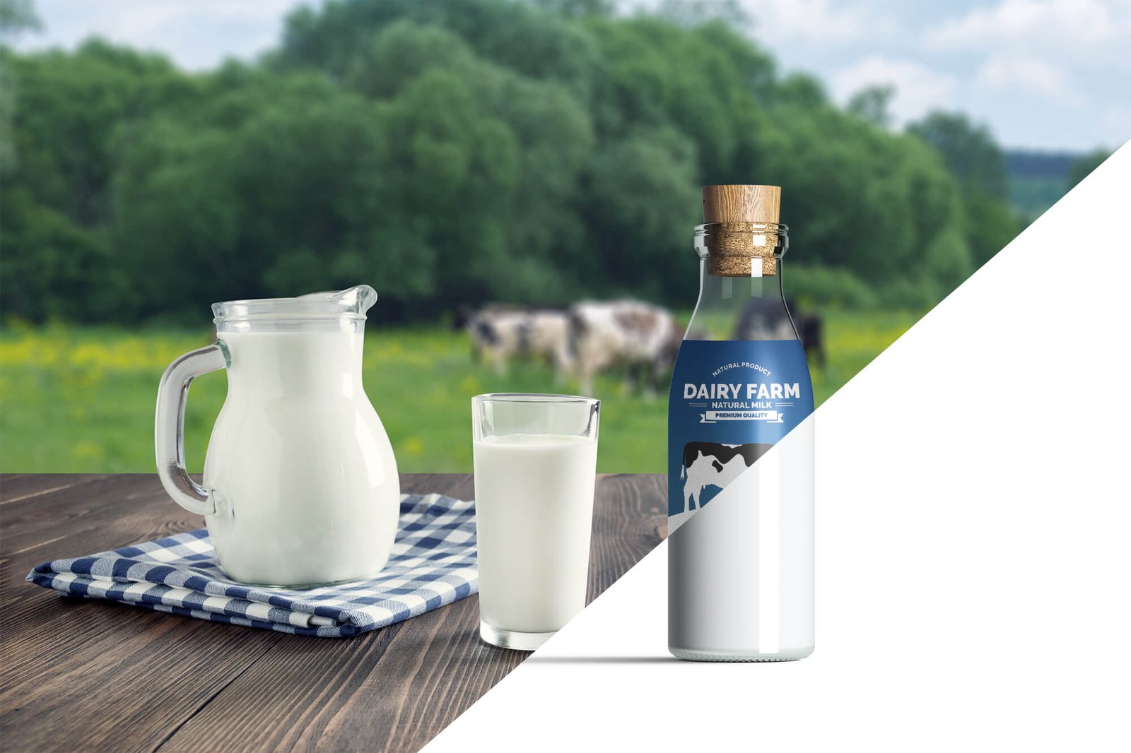 Download Milk Bottle Mockup Free PSD Template - Mockup Den