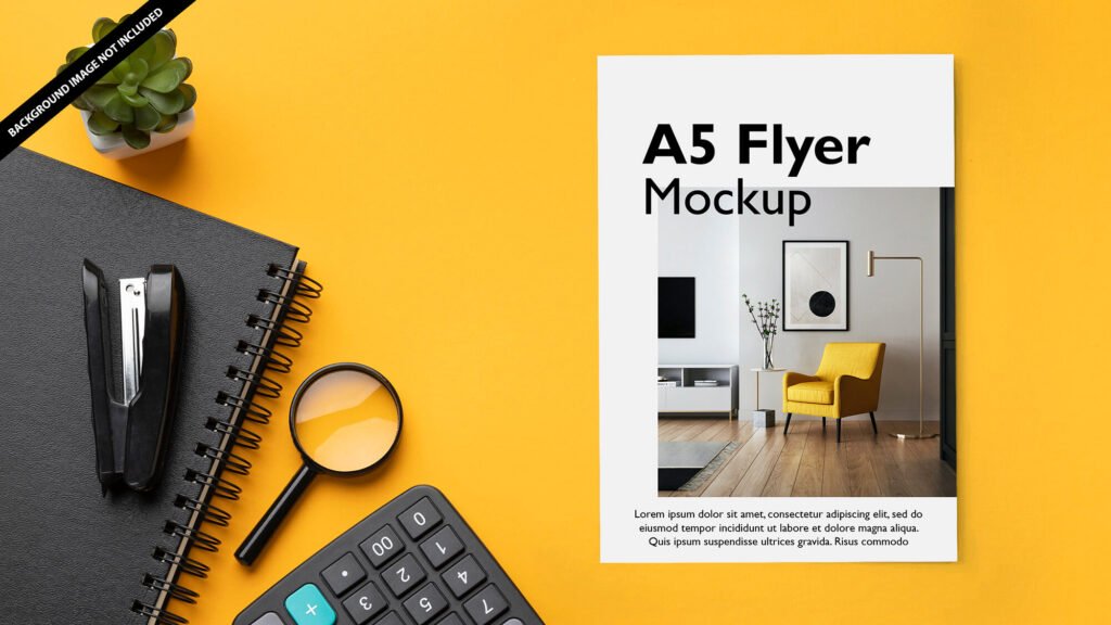 Free A5 Flyer Mockup Psd Template Mockup Den