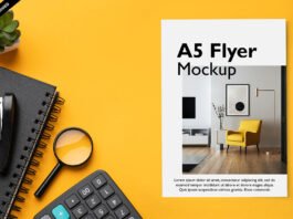 Free A5 Flyer Mockup PSD Template