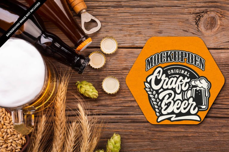 Free Beer Coaster Mockup PSD Template 1