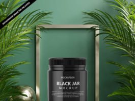 Free Black Jar Mockup PSD Template