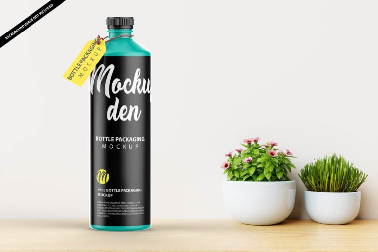 Free Bottle Packaging Mockup PSD Template