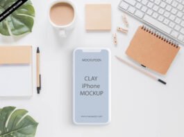 Free Clay iphone Mockup PSD Template