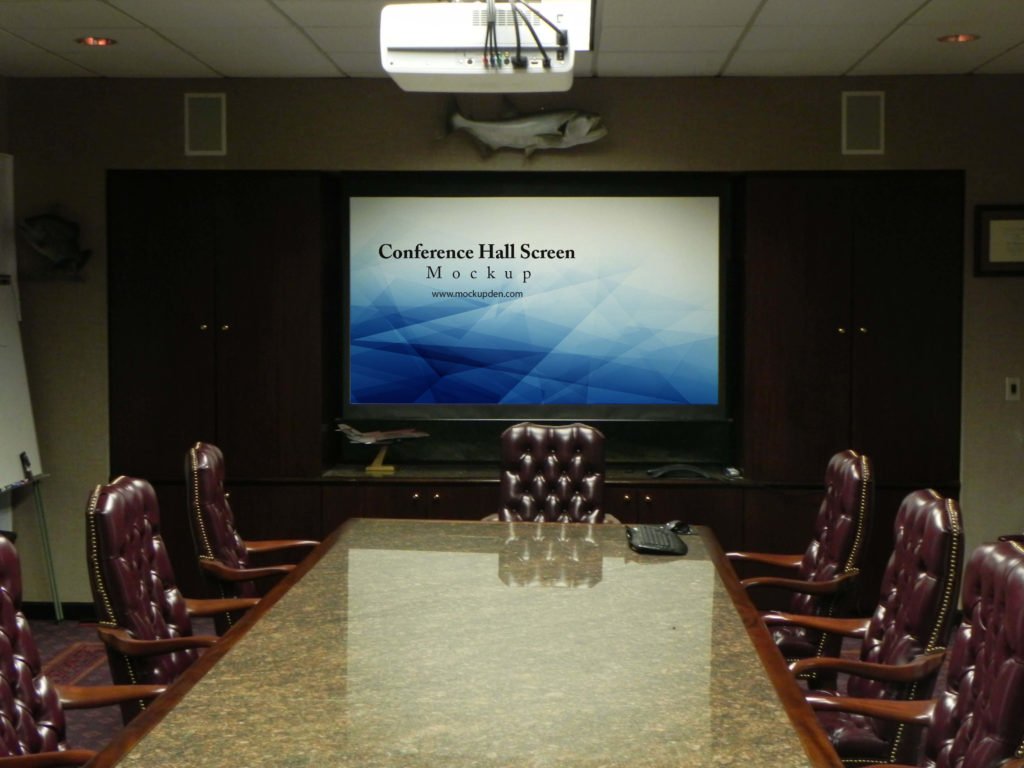 Free Conference Hall Screen Mockup PSD Template