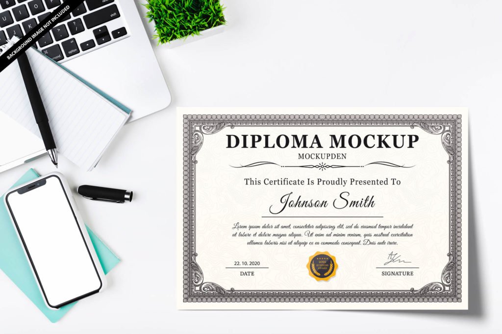 Free Diploma Mockup PSD Template