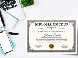 Free Diploma Mockup PSD Template