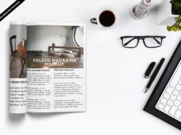 Free Folded Magazine Mockup PSD Template