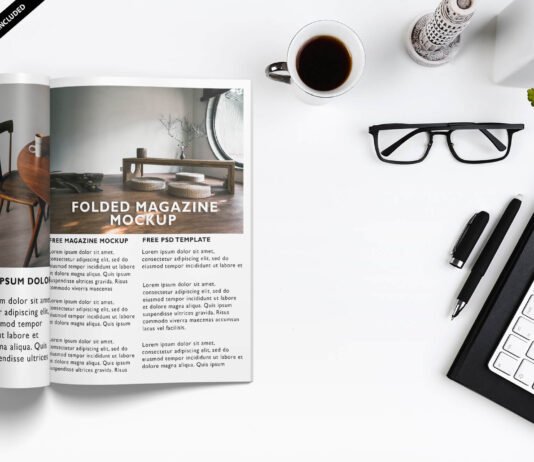 Free Folded Magazine Mockup PSD Template