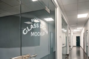 Download Free Glass Door Mockup PSD Template - Mockup Den