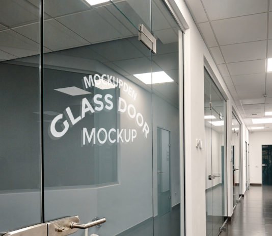 Free Glass Door Mockup PSD Template