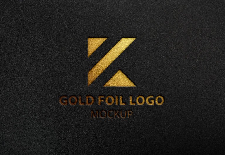 Free Gold Foil Logo Mockup PSD Template