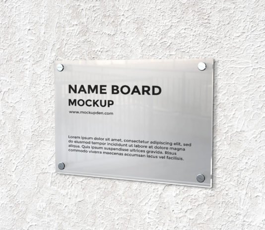 Free Name Board Mockup PSD Template