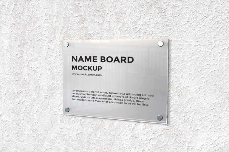 Free Name Board Mockup PSD Template