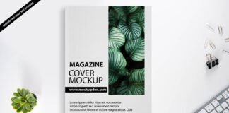 Free Magazine Cover Mockup PSD Template