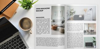 Free Open Magazine Mockup PSD Template