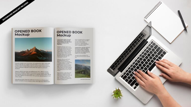 Free Opened Book Mockup PSD Template