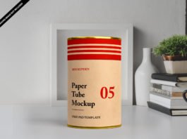 Free Paper Tube Mockup PSD Template
