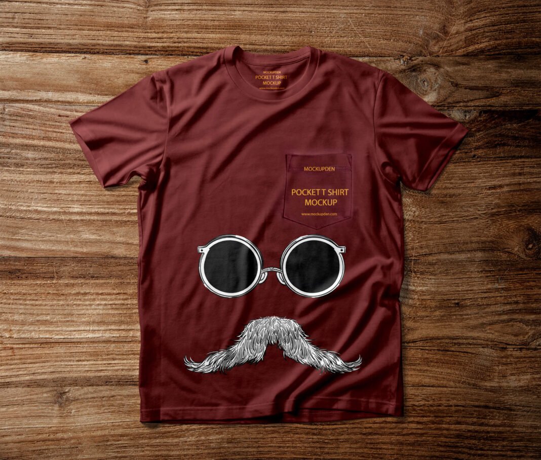 Download Free Pocket T Shirt Mockup PSD Template - Mockup Den