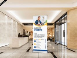 Free Roll Up Banner Mockup PSD Template 2