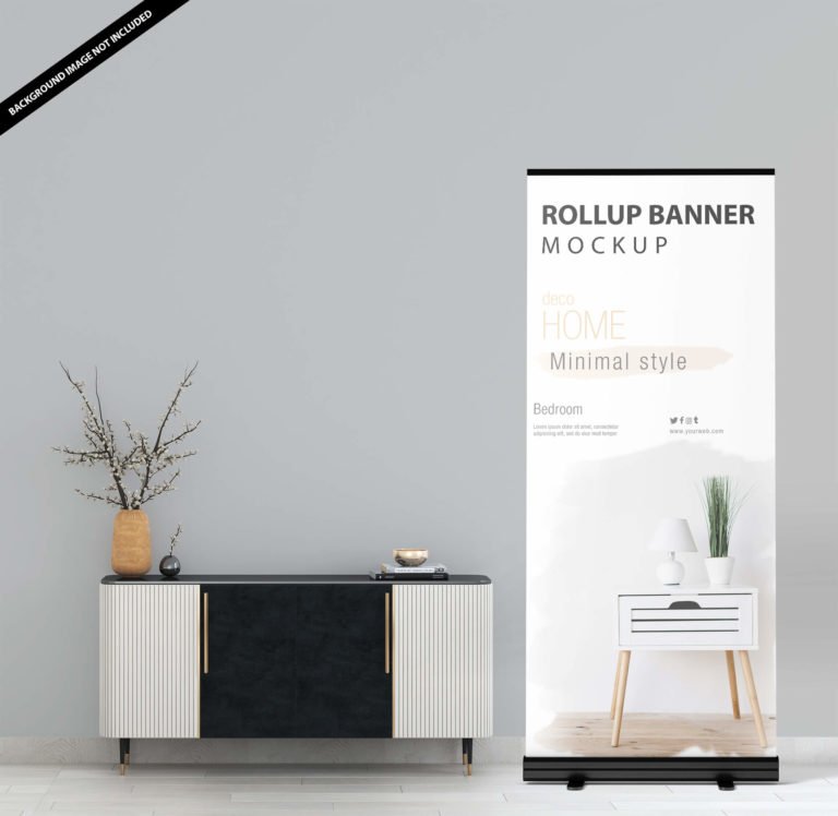 Free Roll-up Banner Mockup PSD Template