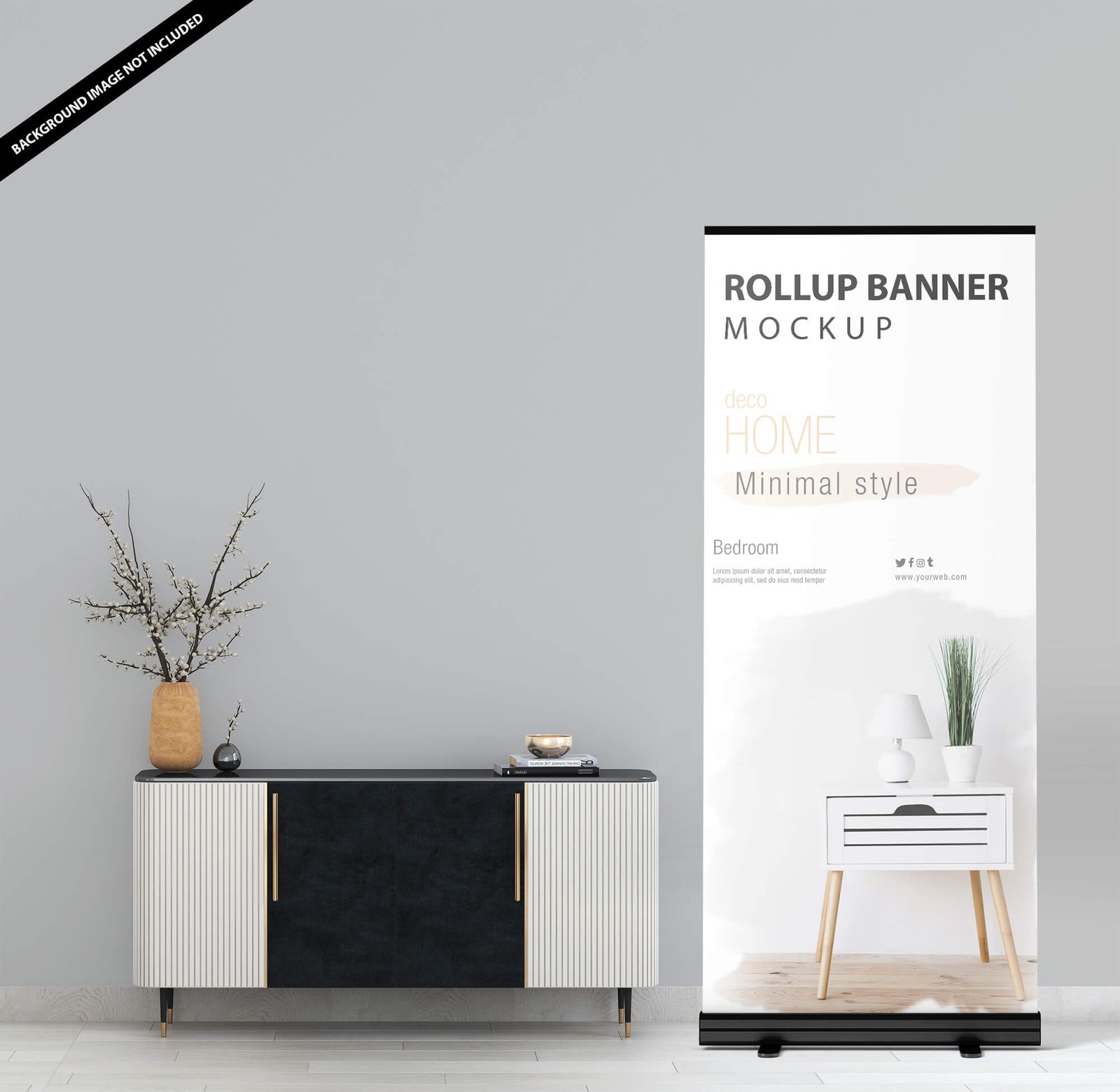 Download Free Roll-up Banner Mockup PSD Template - Mockup Den