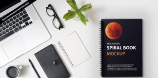 Free Spiral Book Mockup PSd Template