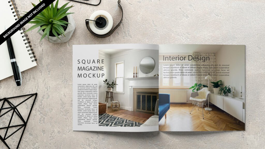 Free Square Magazine Mockup PSD Template