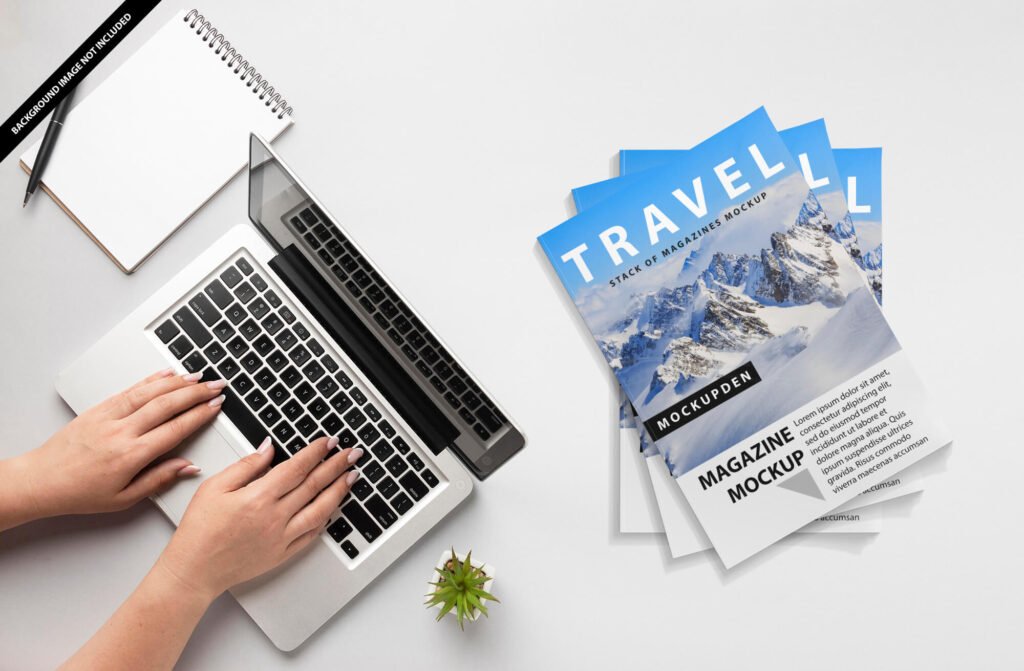 Free Stack Of Magazines Mockup PSD Template