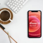 Free iPhone 12 On a Desk Mockup PSD Template Free iPhone 12 On Desk Mockup PSD Template