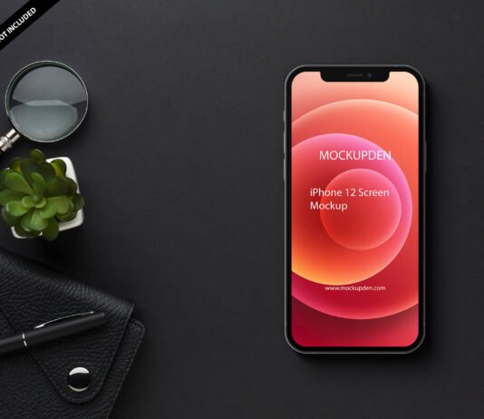 Free iPhone12 Screen Mockup PSD Template