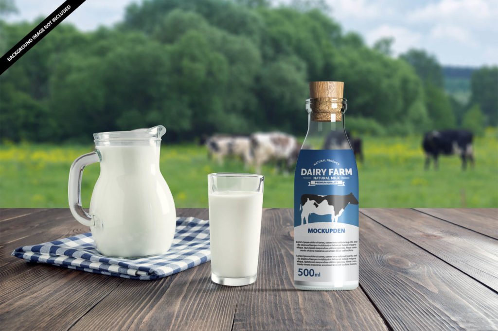 Milk Bottle Mockup Free PSD Template