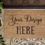 Mockup of coir doormat in a house hall Premium Psd