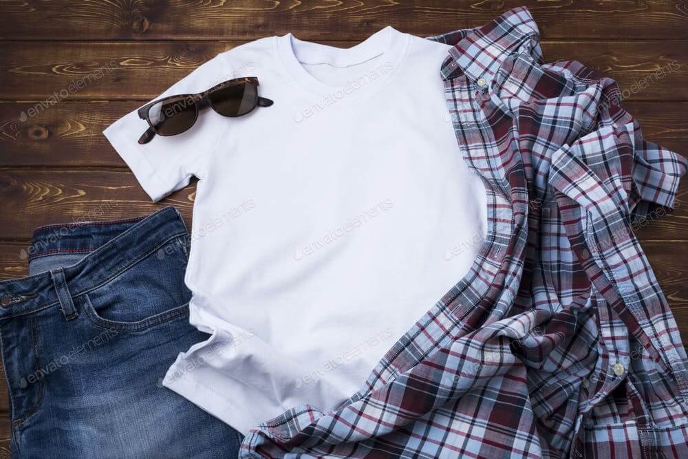 Placeit – Men T-shirt mockup with blue checkered shirt (1)