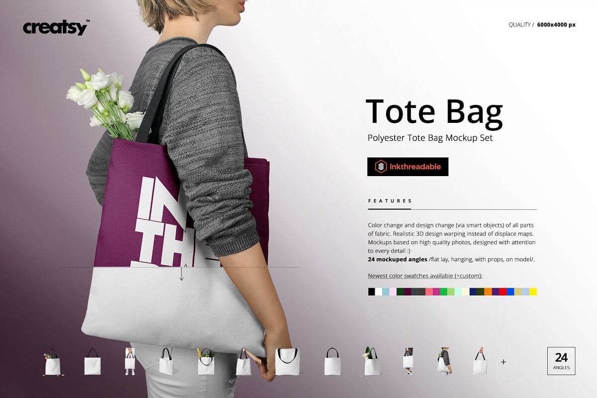 Polyester Tote Bag Mockup Set