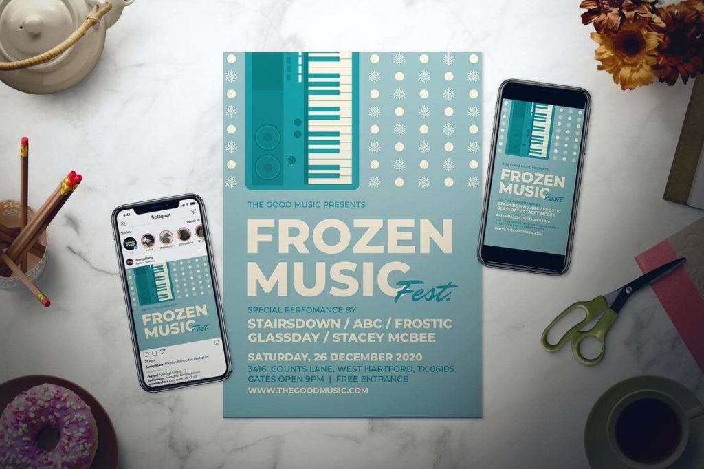 Retro Winter Music Flyer Set