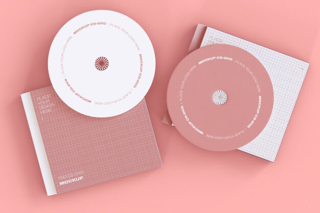 Set of two cd discs mockup Free Psd (1)