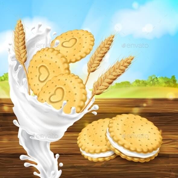 Vector Promotion Banner for Milky Cookies Brand