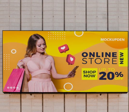 Wall Banner Mockup PSD Template