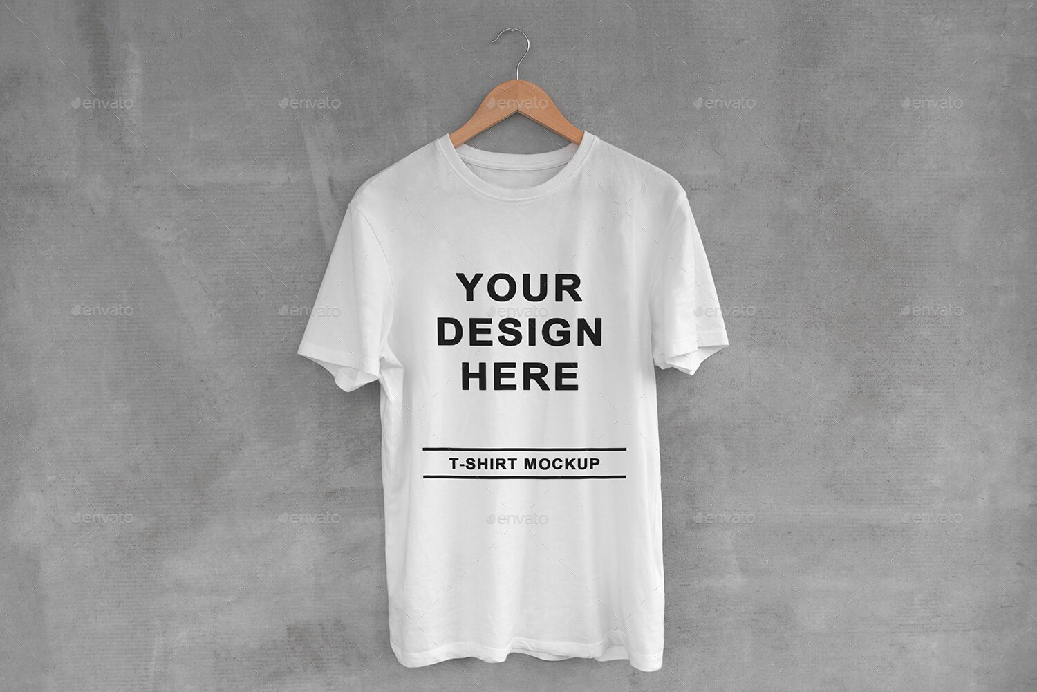 White T-Shirt on Hanger with Concrete Background Mockups (1)