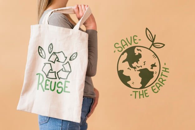 Woman with reusable bag Free Psd
