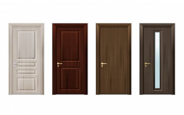 Wooden doors design icon set Free Vector