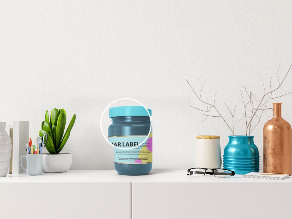 Close Up Of a Free Jar Label Mockup PSD Template